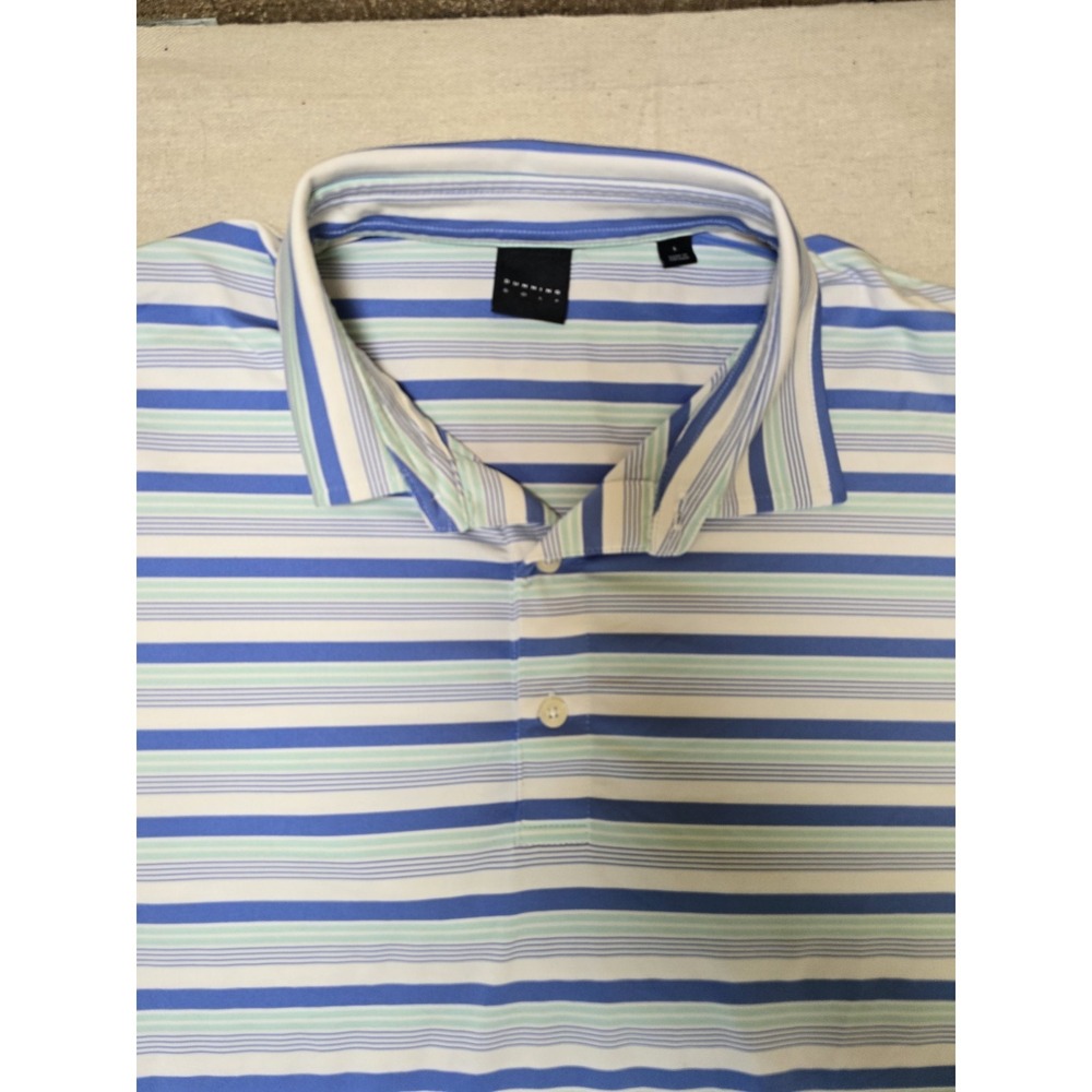 Dunning Golf Striped Polo Shirt Large